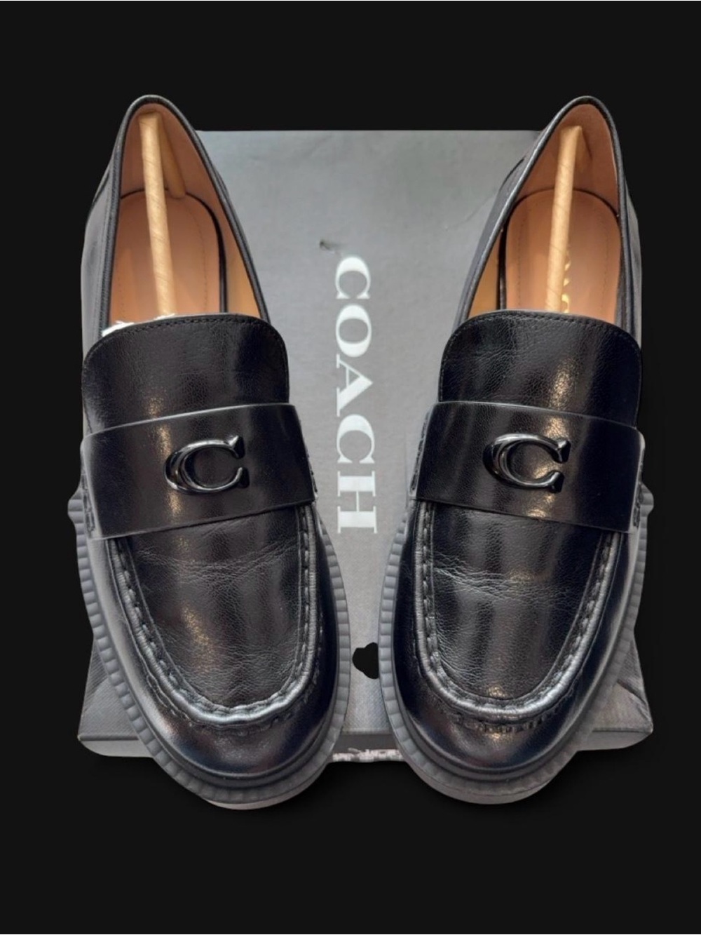 NIB | Coach Leah Loafer in Black Smooth Leather Size 8.5